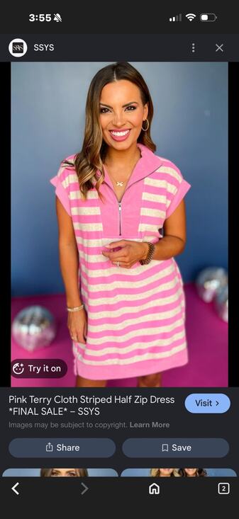 Umgee Dresses & Skirts - NEW Umgee Pink Terry Cloth Striped Half Zip Dress